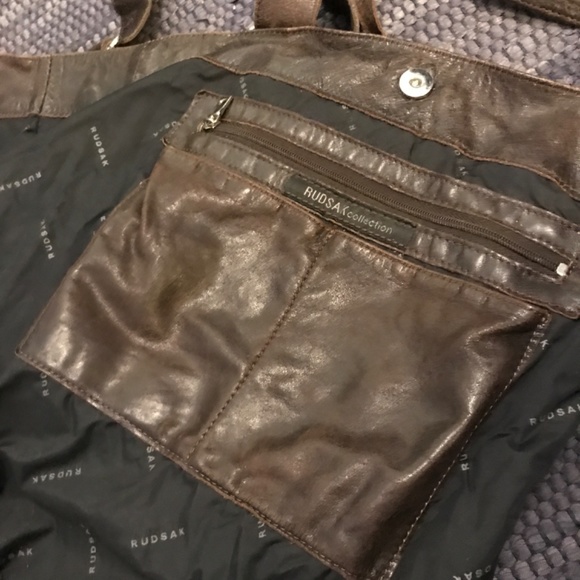 Rudsak Collection Ruched Leather Shoulder Bag in Brown - Picture 6 of 9
